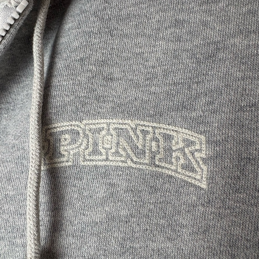Vintage Y2k Pink Victoria’s Secret Women’s Full Zip Grey Hoodie XL Embroidered - Picture 5 of 10